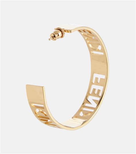 fendi hoop earrings gold|fendi logo hoop earrings.